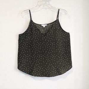 E & M Scallop Green Polka Dot Tank Top Large